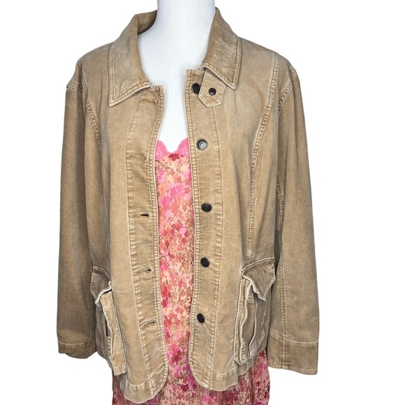 Y2K Eddie Bauer Tan Corduroy Barn Coat Chore Jacket Size XL Button Faded Retro - Picture 7 of 16